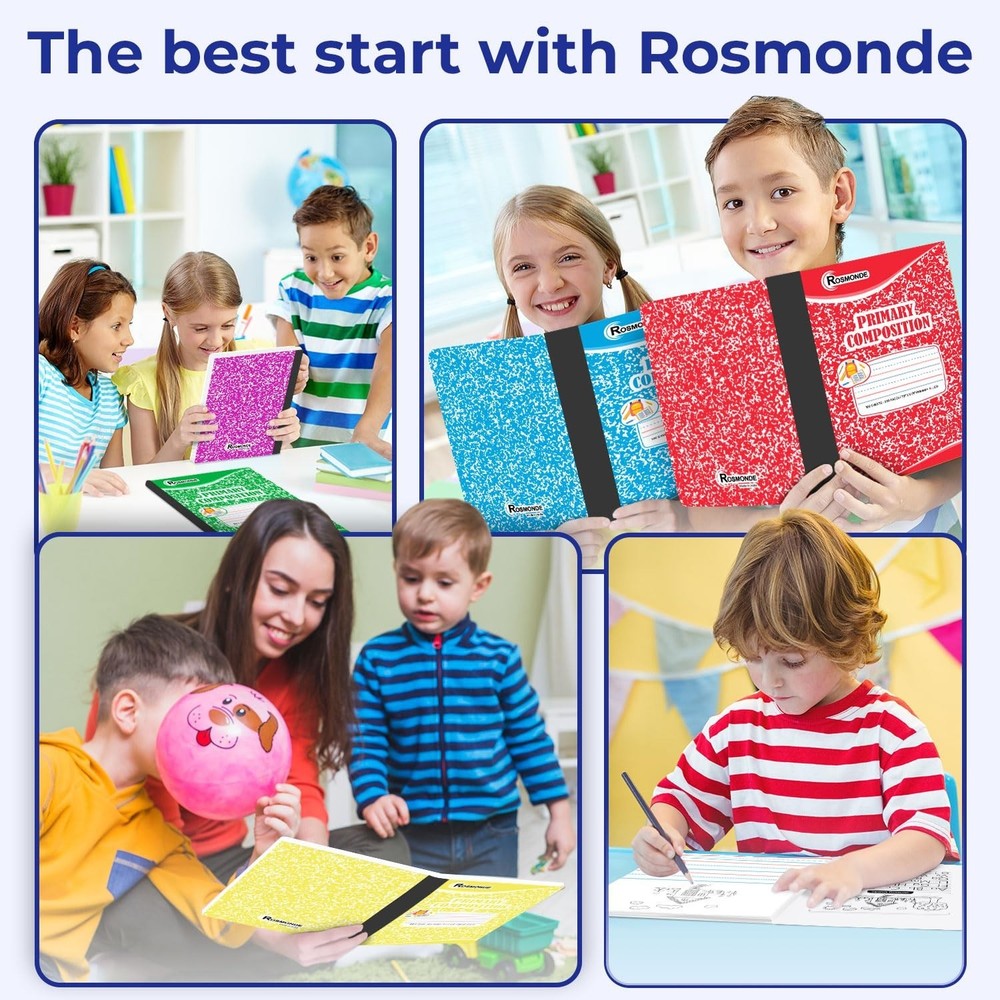 Rosmonde Composition Notebooks Primary Ruled, 12 Pack, 200 Pages (100 Sheets)...