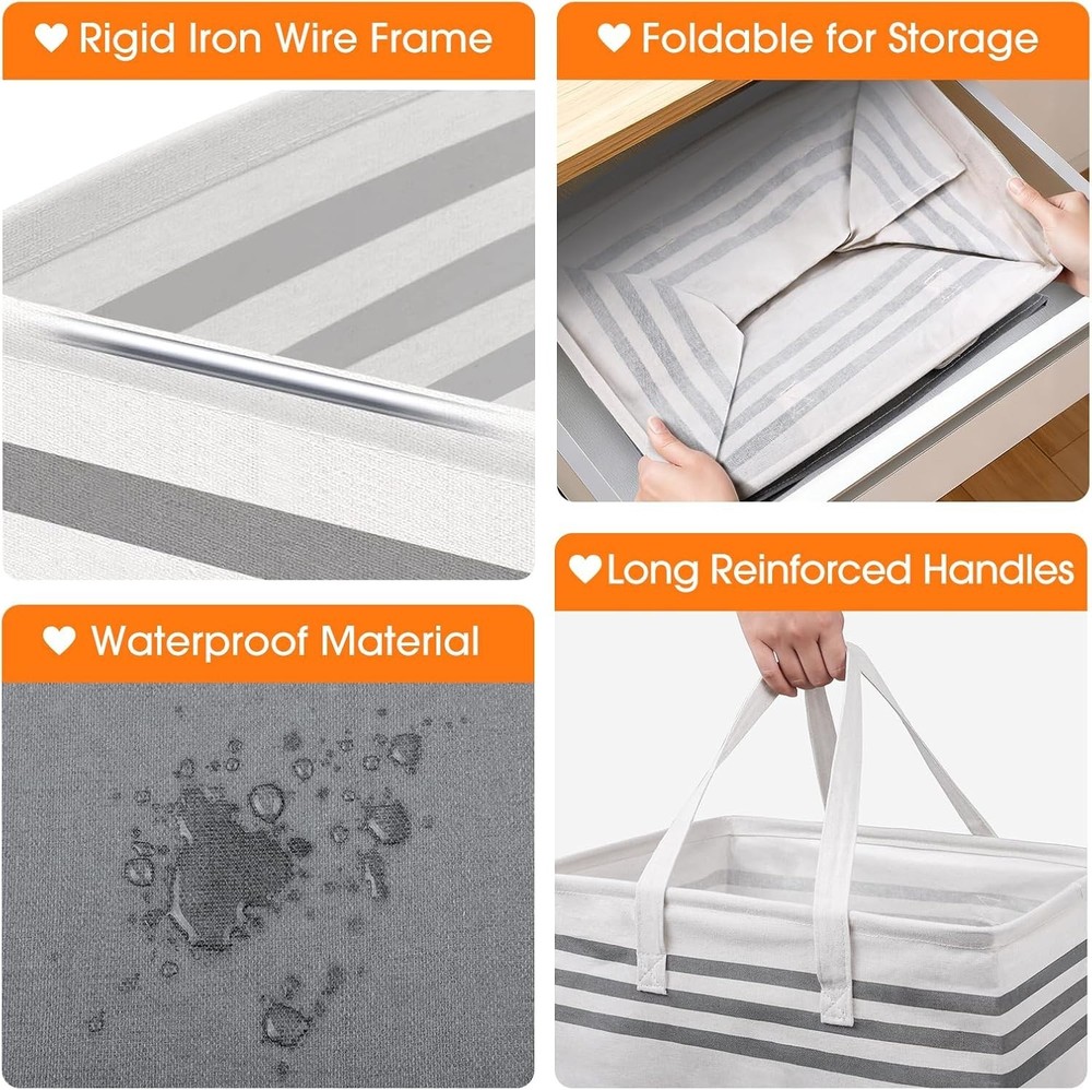 2 Pack Large Laundry Baskets, Laundry Hampers, Freestanding Waterproof Collap...
