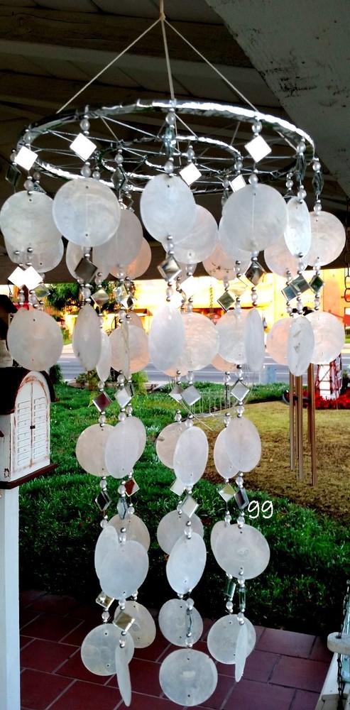 WHITE CAPIZ SHELL WINDCHIMES CAPIZ CHIMES WHITE