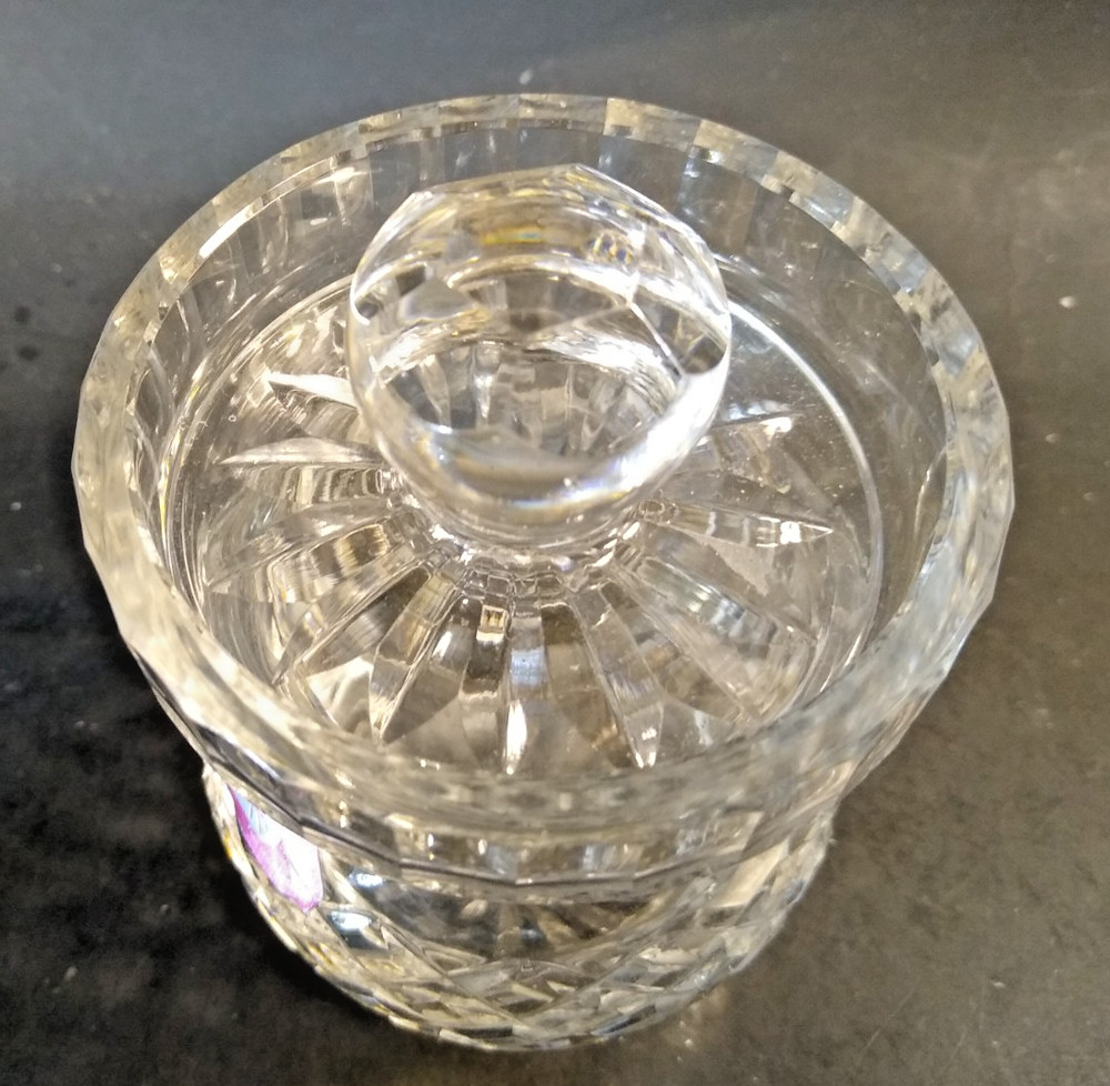 Astral Crystal Sugar Bowl/Condiment Jar pattern unknown 4.75" tall