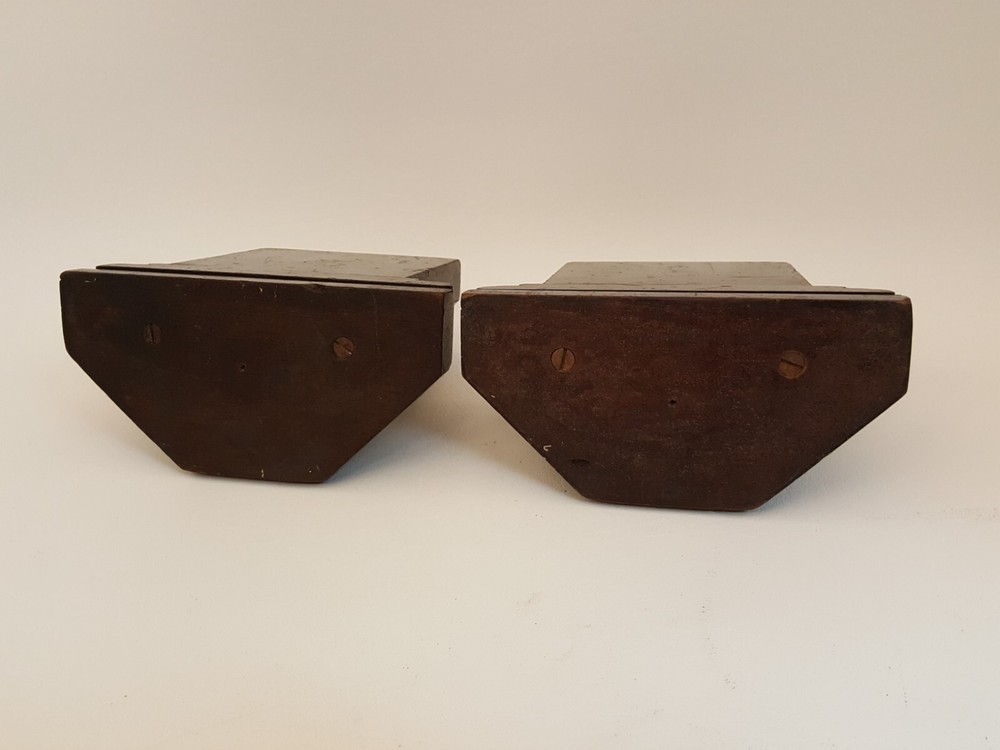 Vintage 40s walnut bookends pair colum columnar rook