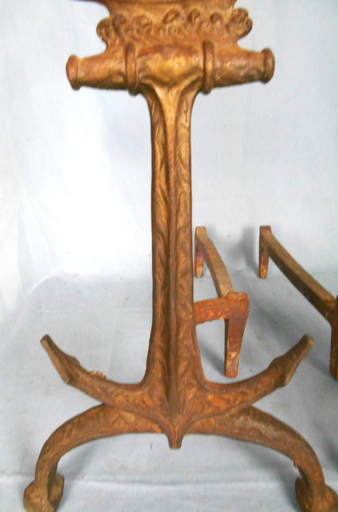 ANTIQUE SHIP AND ANCHOR CAST IRON ANDIRONS