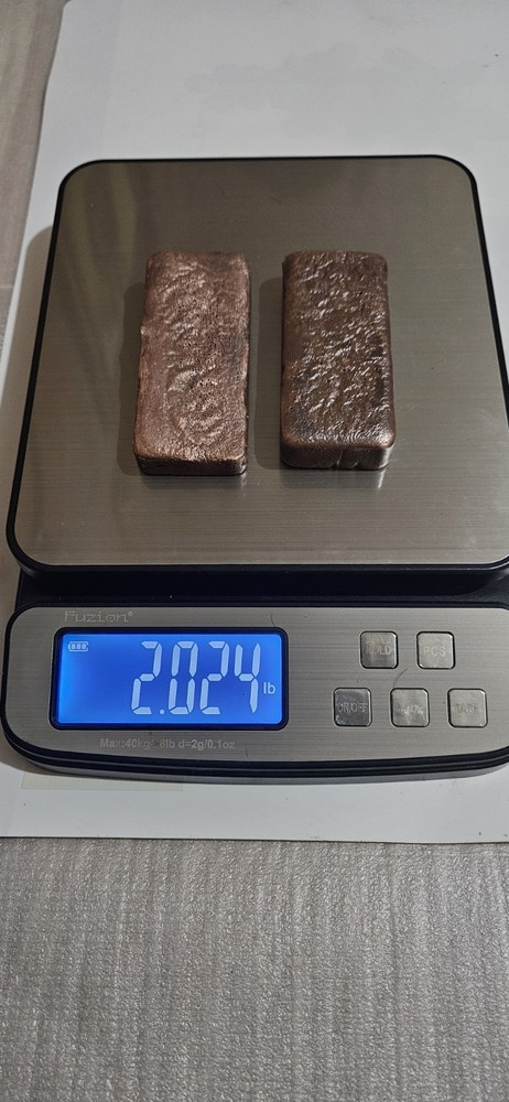 Pure copper ingot bars 2.024lbs