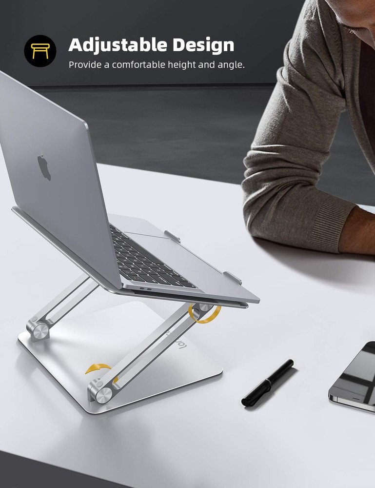 Lamicall Adjustable Laptop Stand, Portable Riser, Aluminum 1-Silver