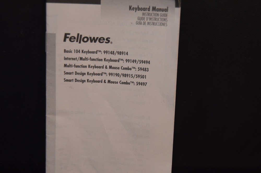 FELLOWES KEYBOARD MANUAL - Instruction Guide Basic 104 99148/98914 computer