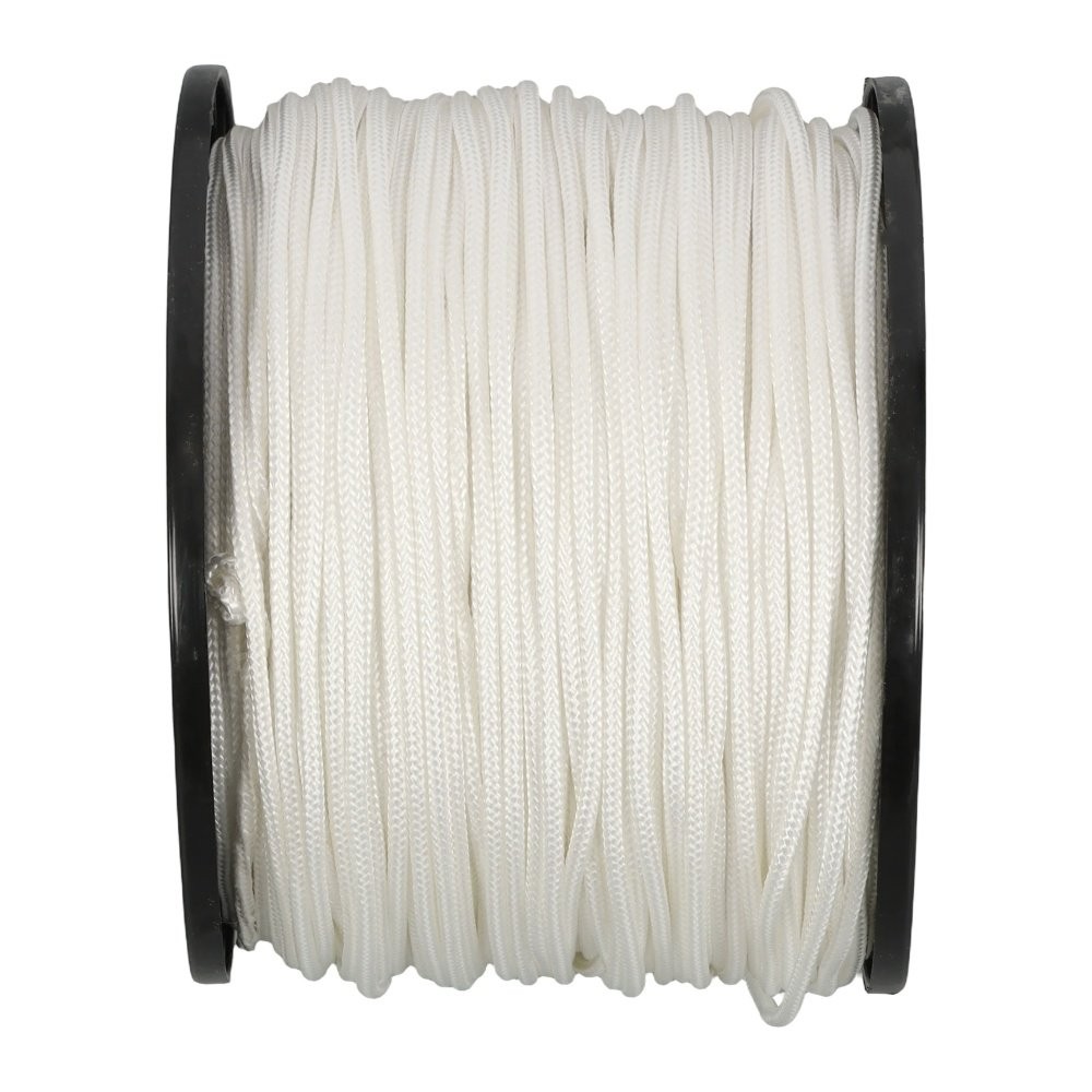 1/8" × 500' White Nylon Rope Sturdy Spool Solid Braid Rope Abrasion Resistance