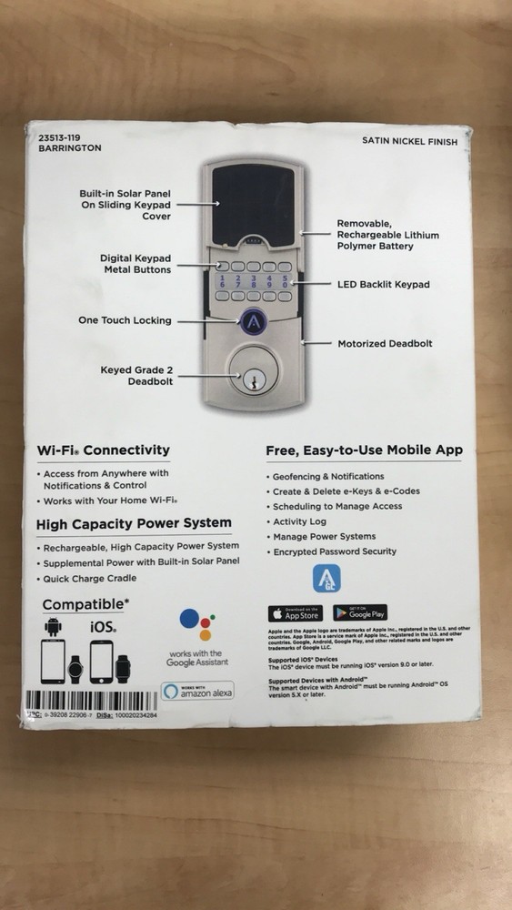 Array Connected Door Lock With Solar - New