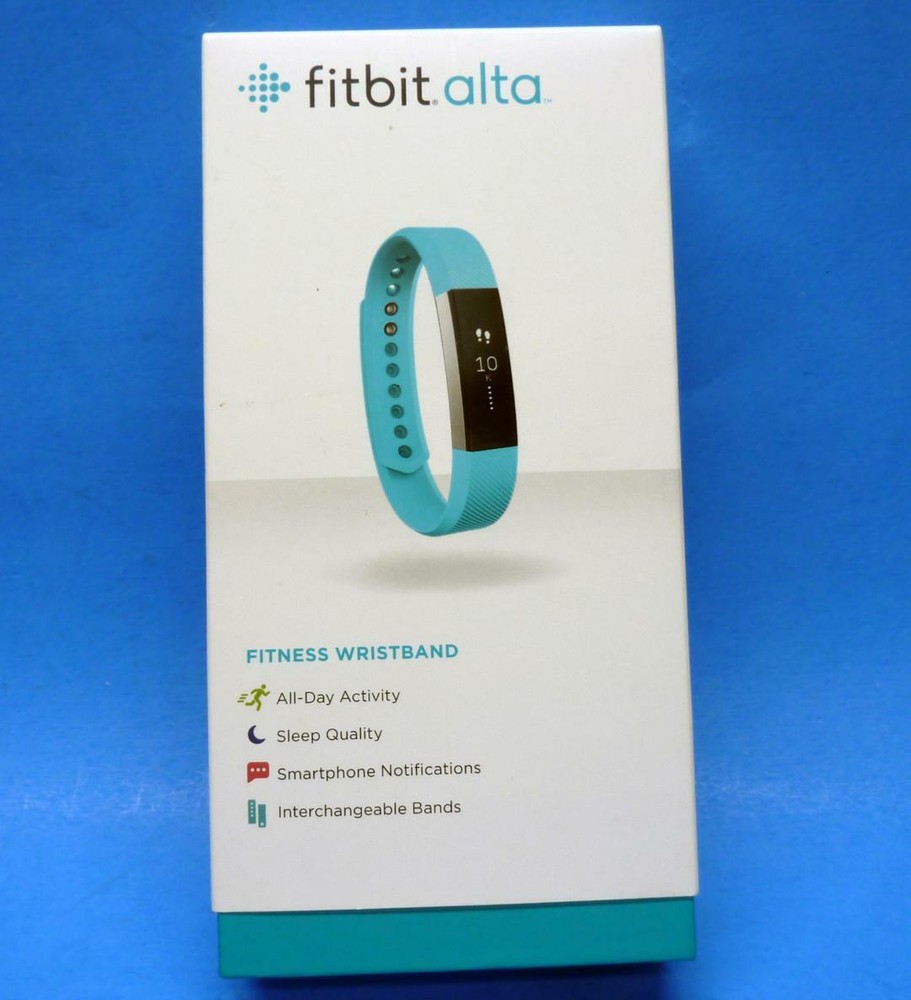 Fitbit Alta Size SMALL Aqua Turquoise Blue Complete W/Box AS IS - DOESN'T CHARGE