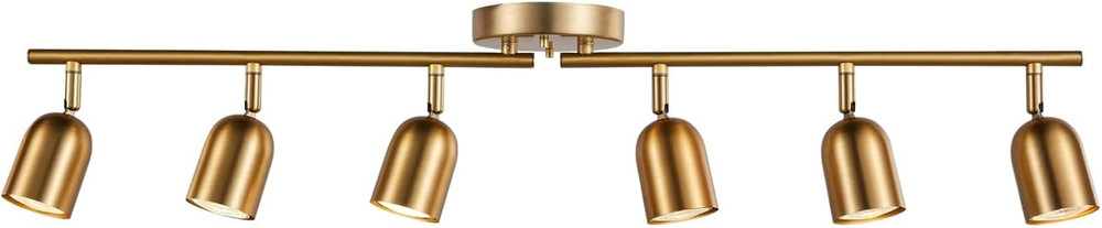 Adjustable 6-Light Track Lighting Kit in Matt Brass for Home & Kitchen