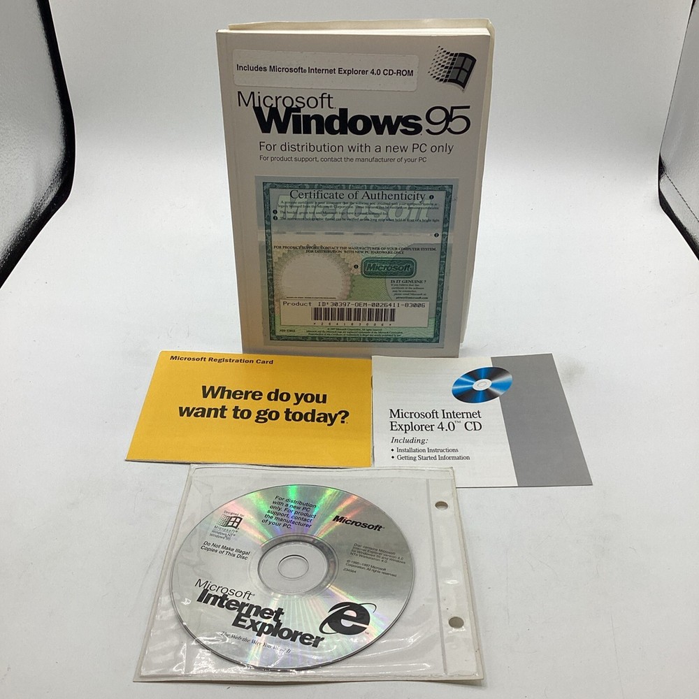 1997 Microsoft Windows95 With Internet Explorer 4.0 CD-ROM W/ Instructions & COA