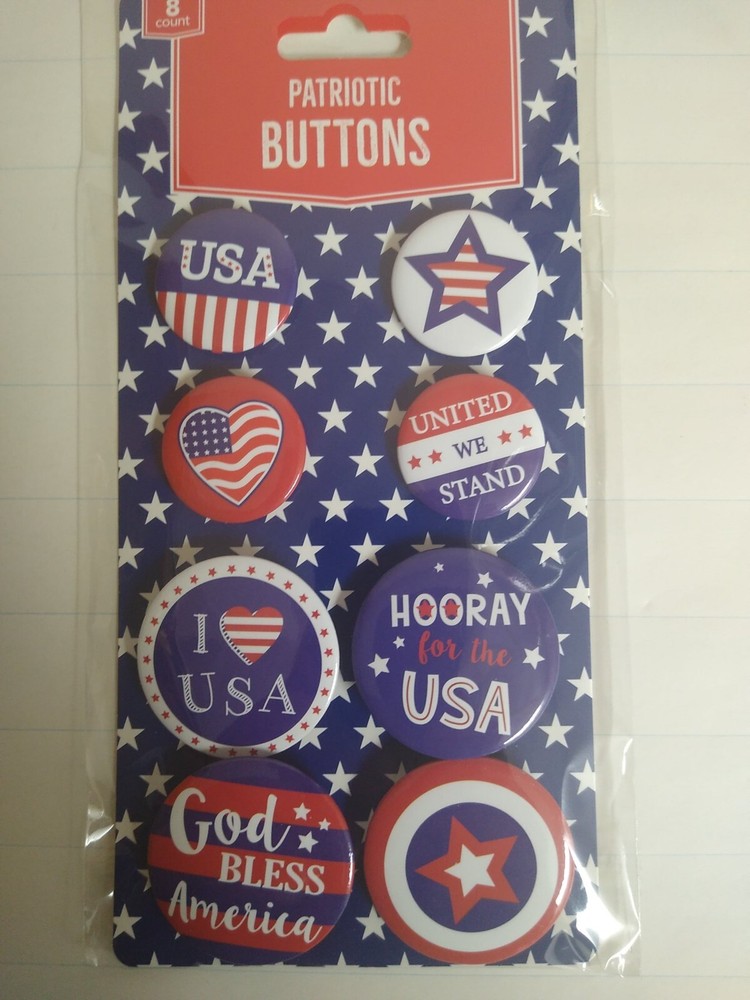 8 Count Patriotic Buttons