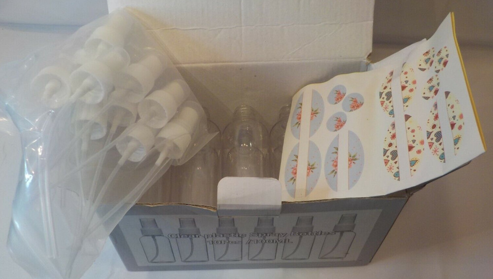 10 100ml Transparent Plastic Perfume Atomizer Spray Bottles decorative stickers