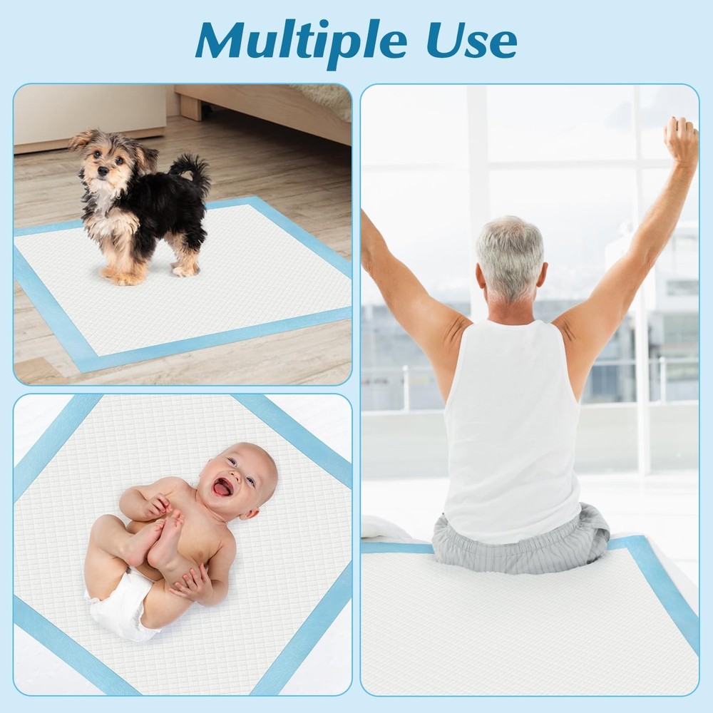 100 Count 22” x 22” Super Absorbency Disposable Underpads, Leakproof Quick Dr...