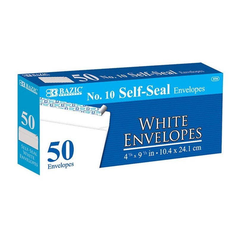 BAZIC 10 Self-Seal White Envelope (50/Pack)