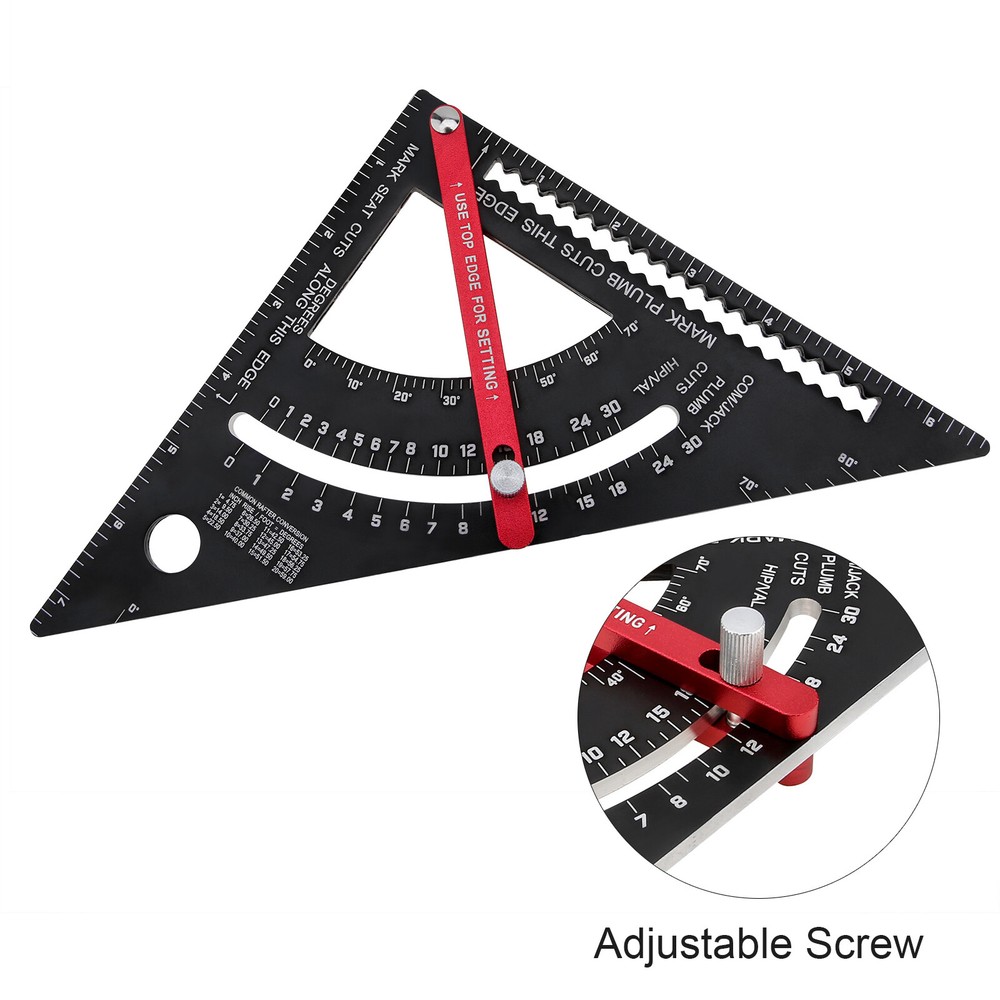 7 Inch Adjustable Angle Triangle Ruler with Adjustable Rod Woodworking Tool US
