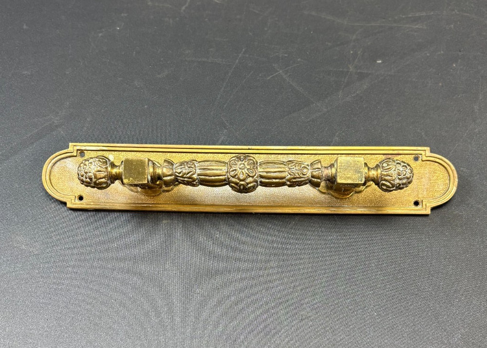 Vintage Ornate Solid Brass Door Pull Handle Victorian Style - 11.5"