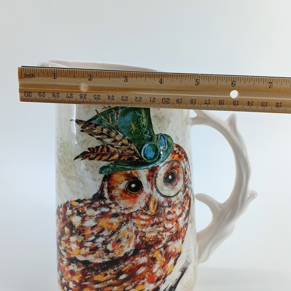 Pier 1 Steampunk Owl Ironstone Pitcher Tree Branch Handle