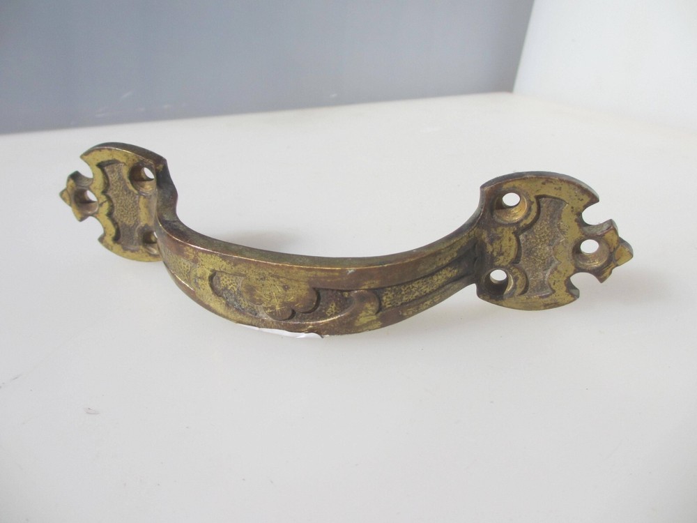 Victorian Brass Door Handle Antique Gothic Pull Old Sash Window Lift 7"W
