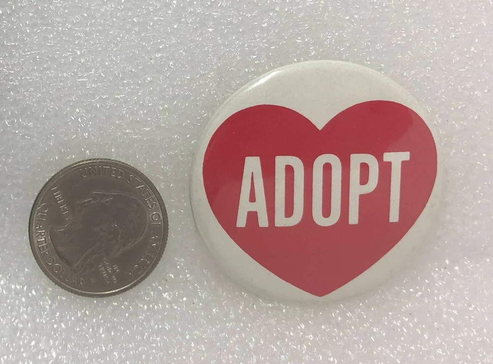 Adopt - Red Heart Button Pin