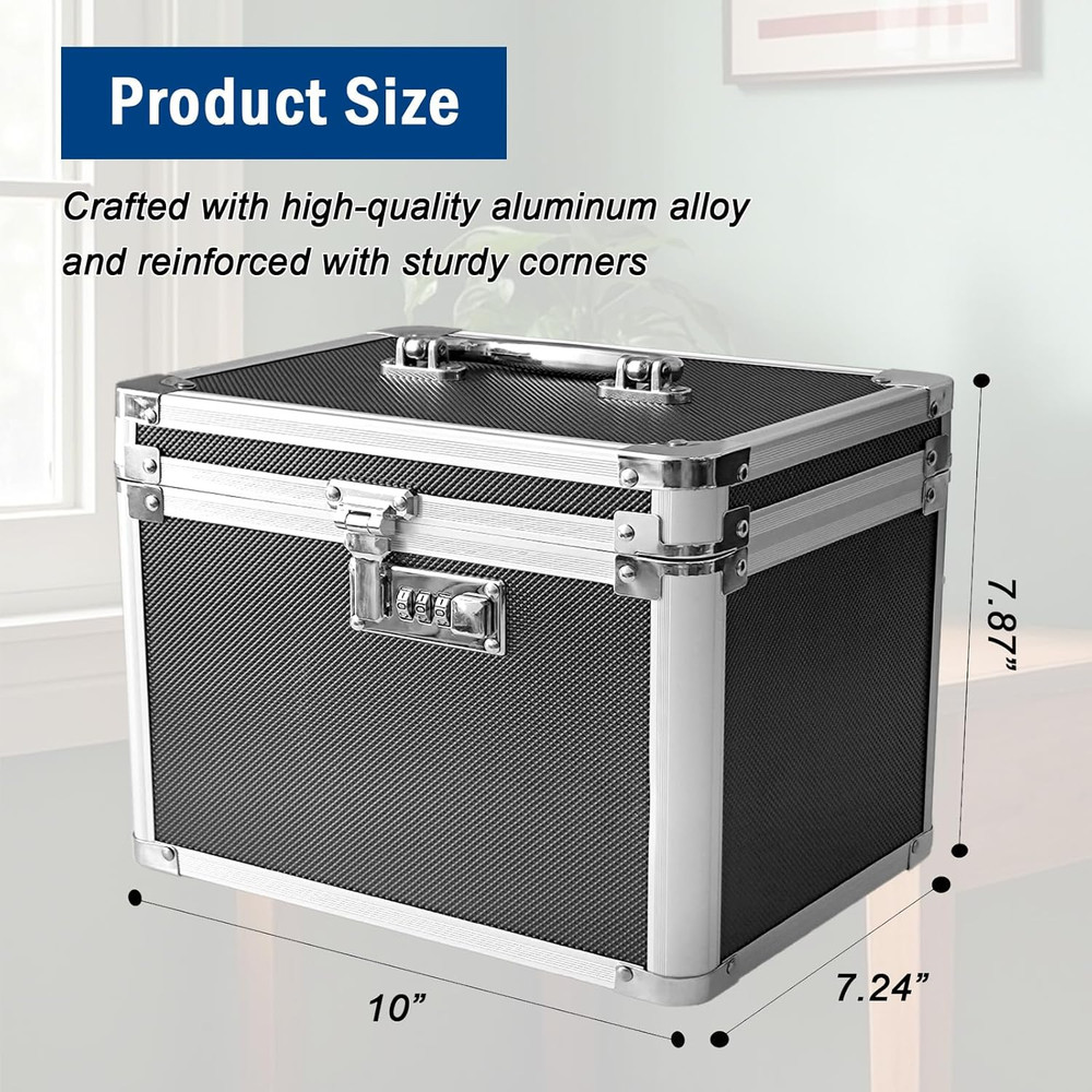 lock box with code, Large Lock Box for Storing Medications & Valuables with Code
