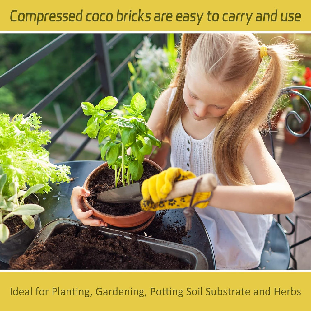 Pack of 1 Organic Coco Coir Bricks- 100% Natural Compressed Coco Peat Brick Coco