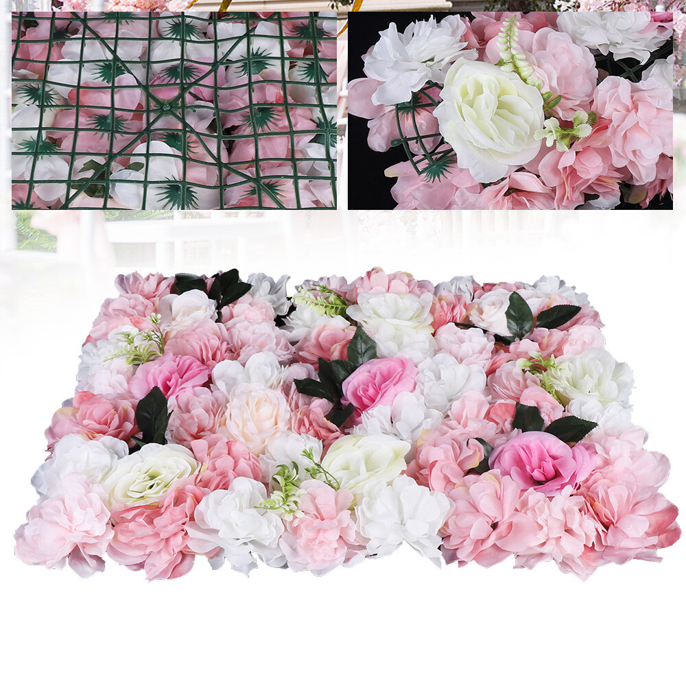 12PCS Artificial Flower Wall Panels Rose Hydrangea Backdrop Panel Wedding Decor