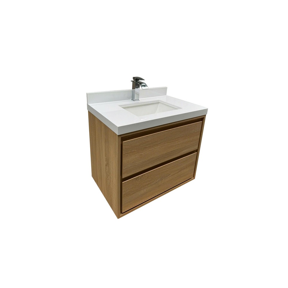 Wall Mount White Bathroom Vanity Cabinet with Sink & Storage