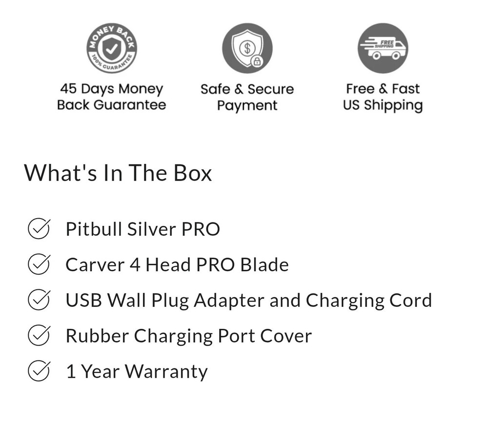 Upgraded Pitbull Silver PRO SX5 Head & Face Shaver: Powerful, Portable, & Smooth
