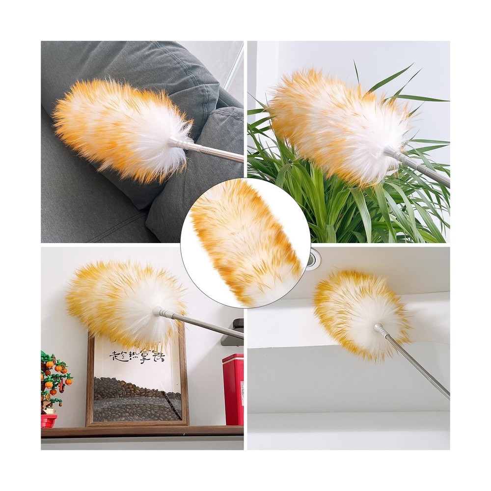 Feathers Duster,Long Telescoping Lambswool Dusters with Stainless S... Fast Ship