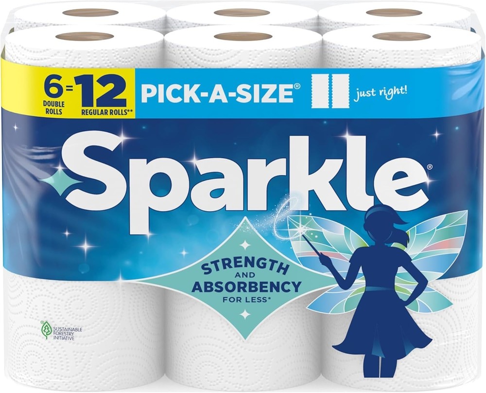 Sparkle Pick-A-Size Paper Towels, 6 Double Rolls (660 Sheets Total)