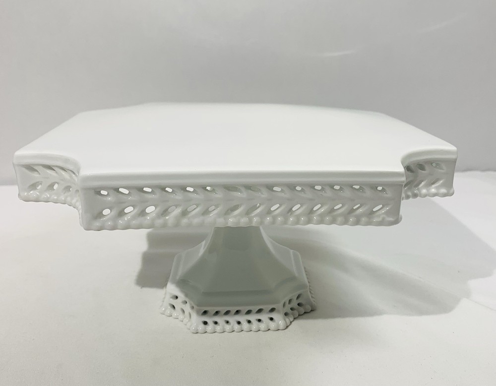 Porcelain Cake Stand 8x8x4 Teaware Classic White Bakery Display