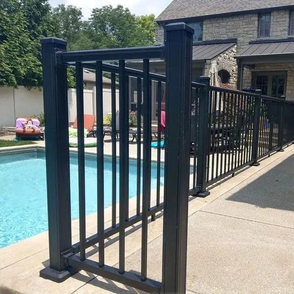 Revival Railing 44" Deck Railing Post Kit Textured Black Aluminum Square