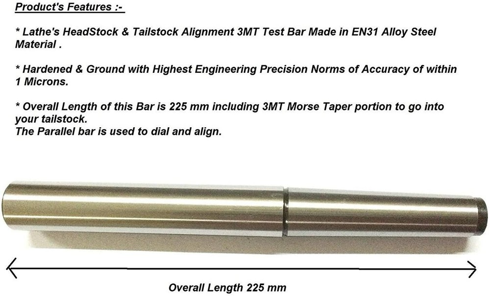 Lathe Tailstock Alignment Mendral Test Bar