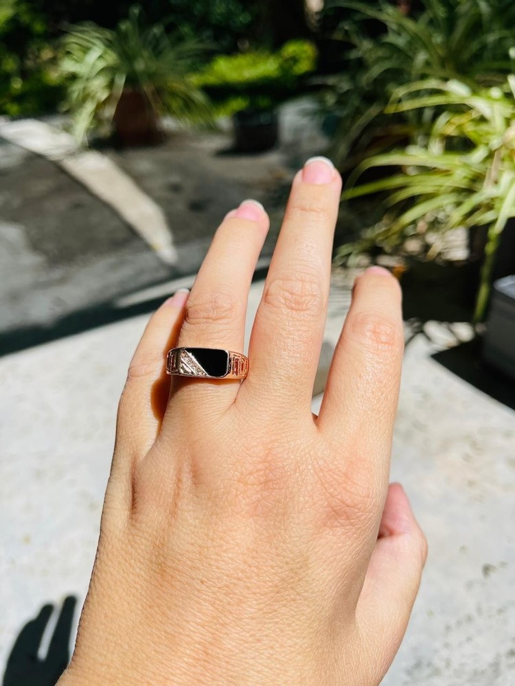 Classic black stone ring/yu73