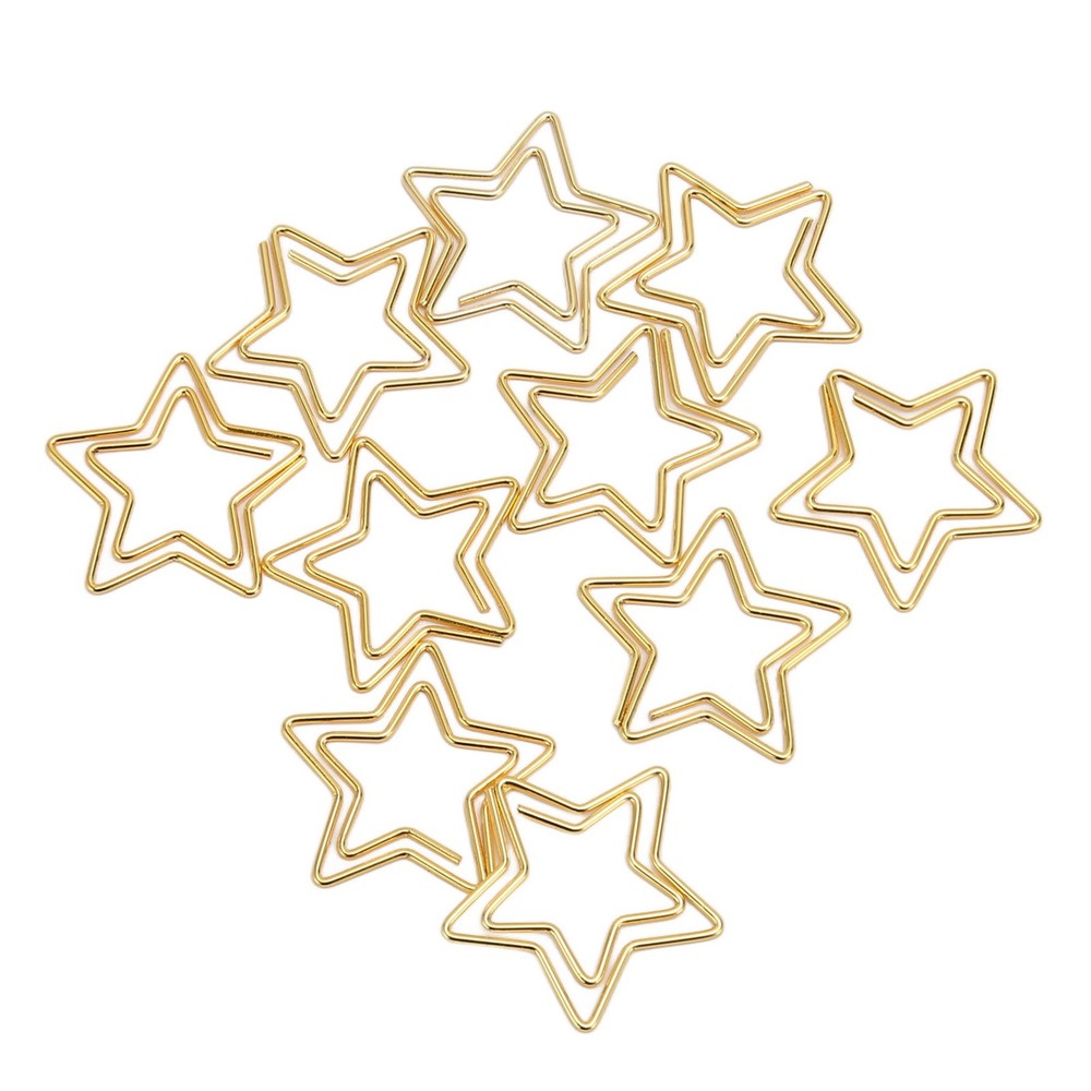 100pcs Star Paper Clips Skid Resistance Plating Process Rust Resistant Cute