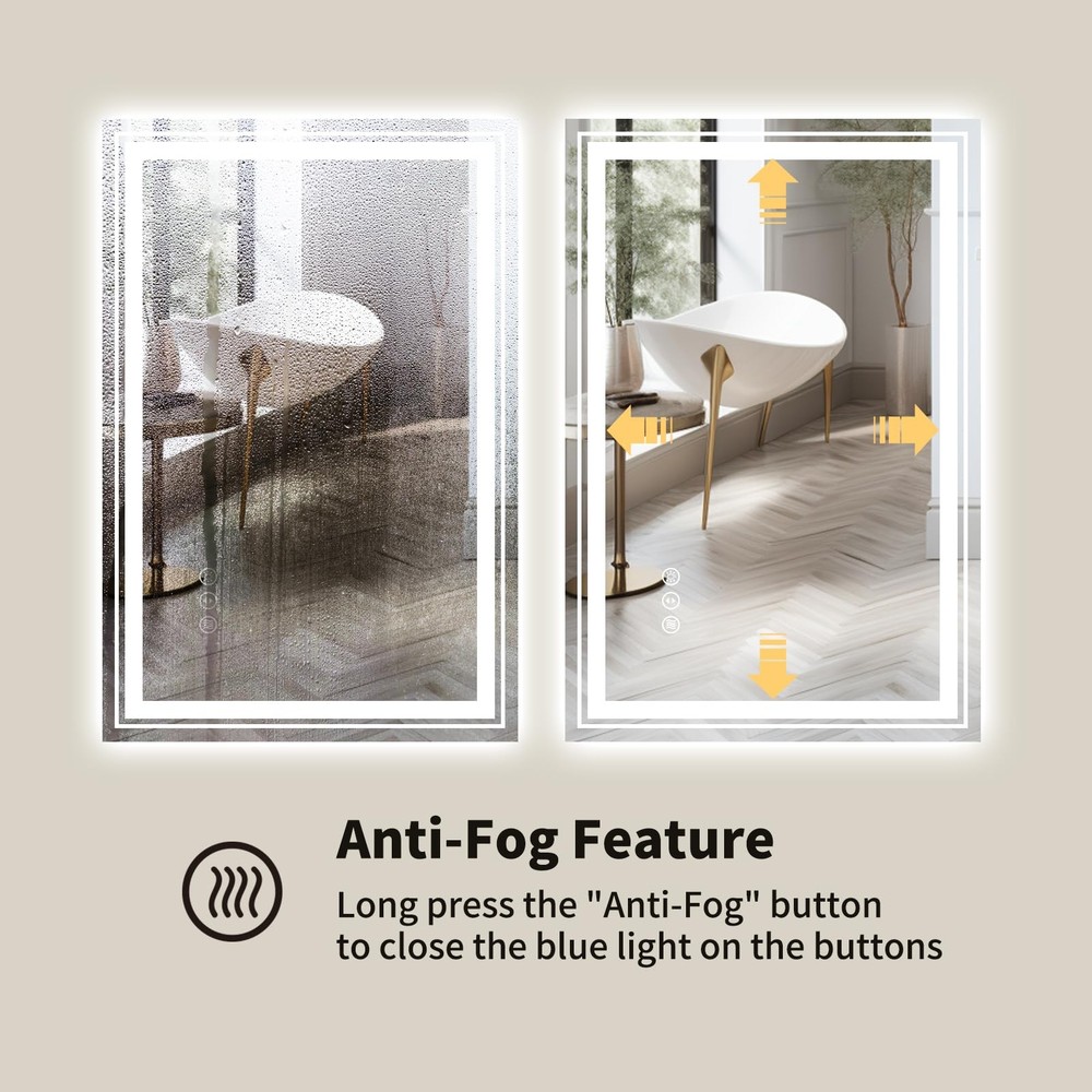 LED Bathroom Mirror 20"x 28" with Backlit and Front Light,Dimmable LED Mirror...