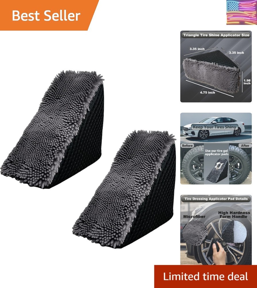 2 Pcs Triangle Tire Shine Applicator, Reusable Tire Dressing Applicator Pads,...