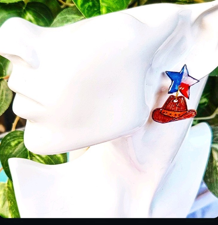 Cowboy Hat Stud Earrings 🤠 Western Style – Clear Plastic Posts