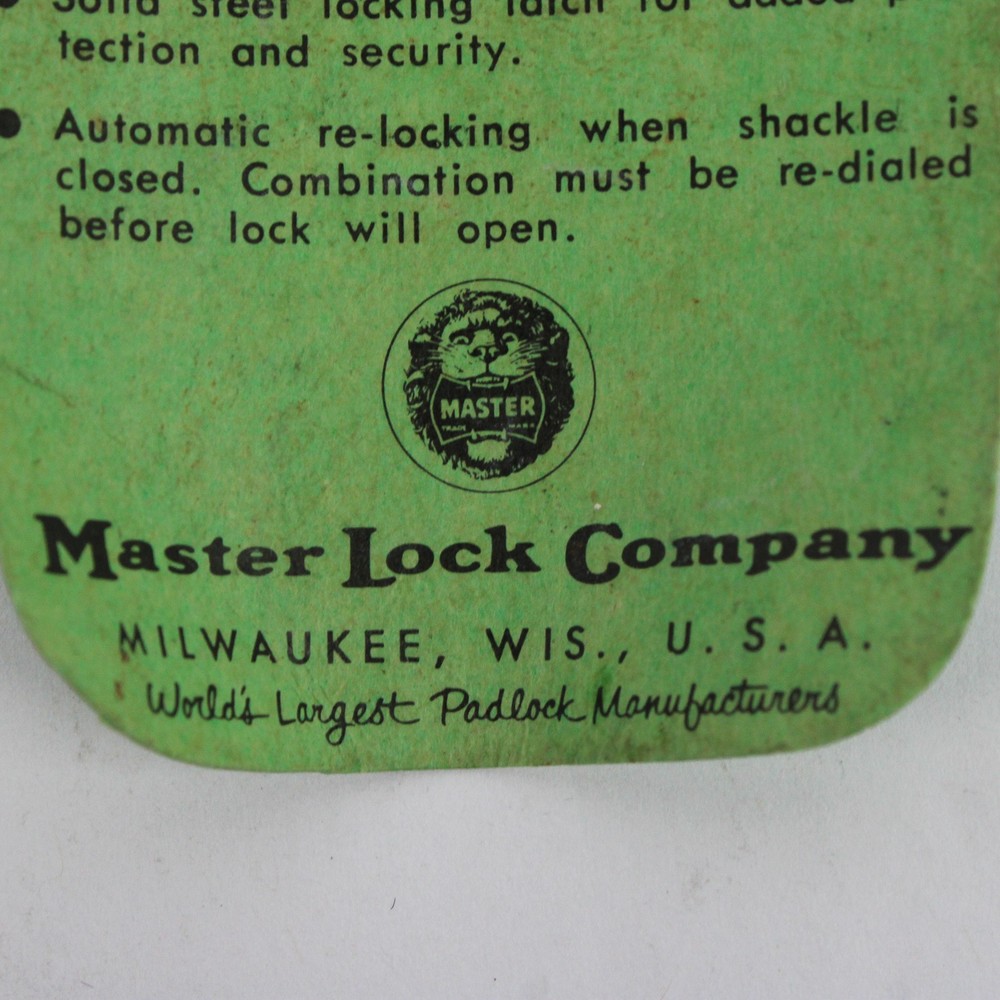 VTG Master Lock Co. Padlock with Combination FLAW