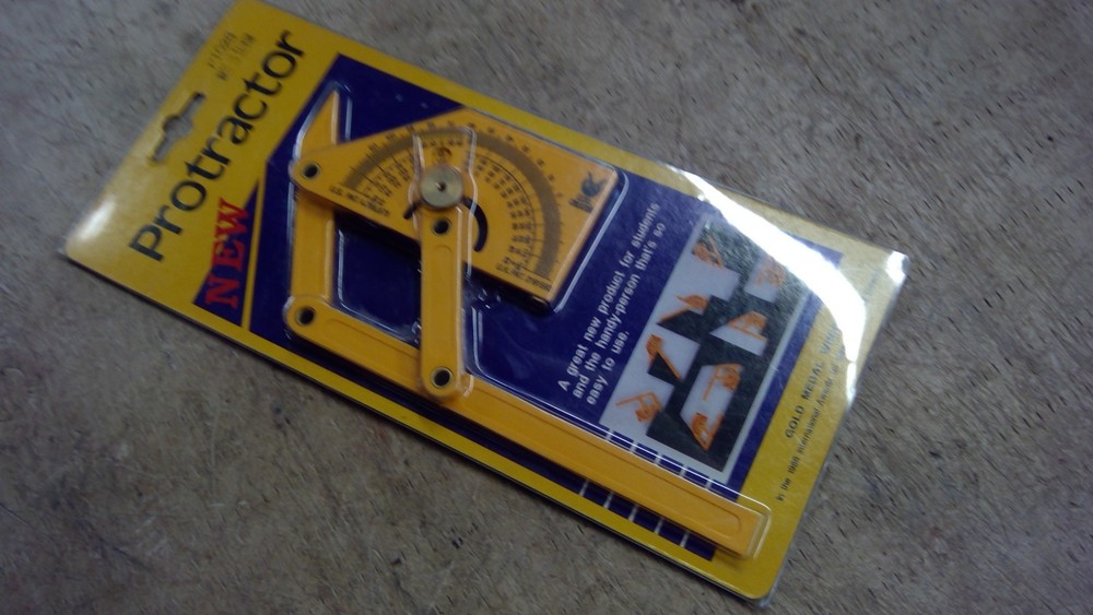 NOS Protractor Angle Finder, Adjustable Protractor 0°-180° Yellow