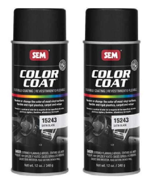 SEM 15243 Satin Black Color Coat - 12 oz. (2 Pack)