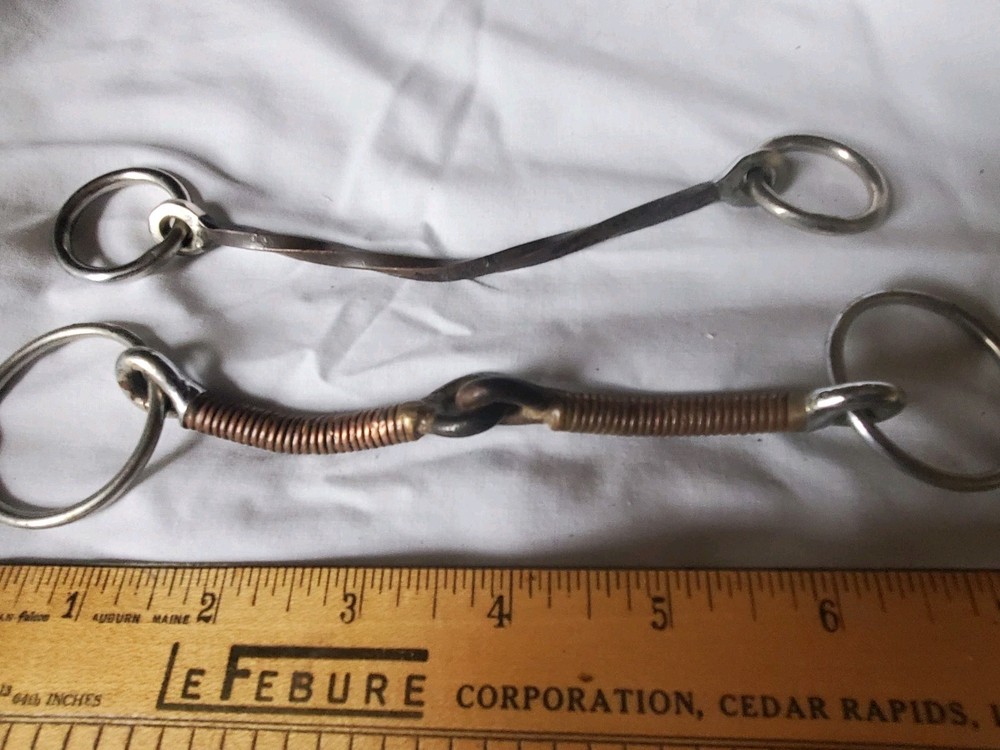 2 Horse Bits Long Copper Mouth Pieces Rings Snaffle Training Bits