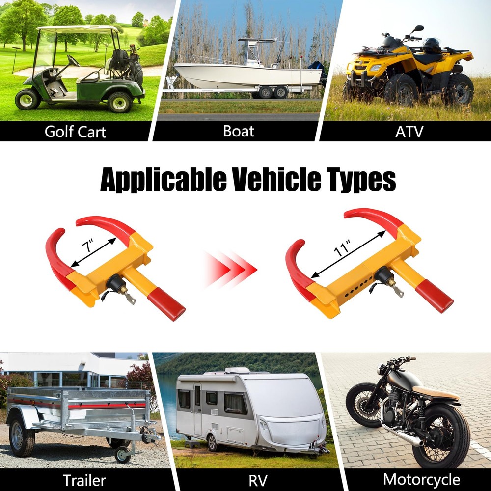 KAYCENTOP Universal Wheel Lock, Security Trailer Medium, 1pcs Red/yellow