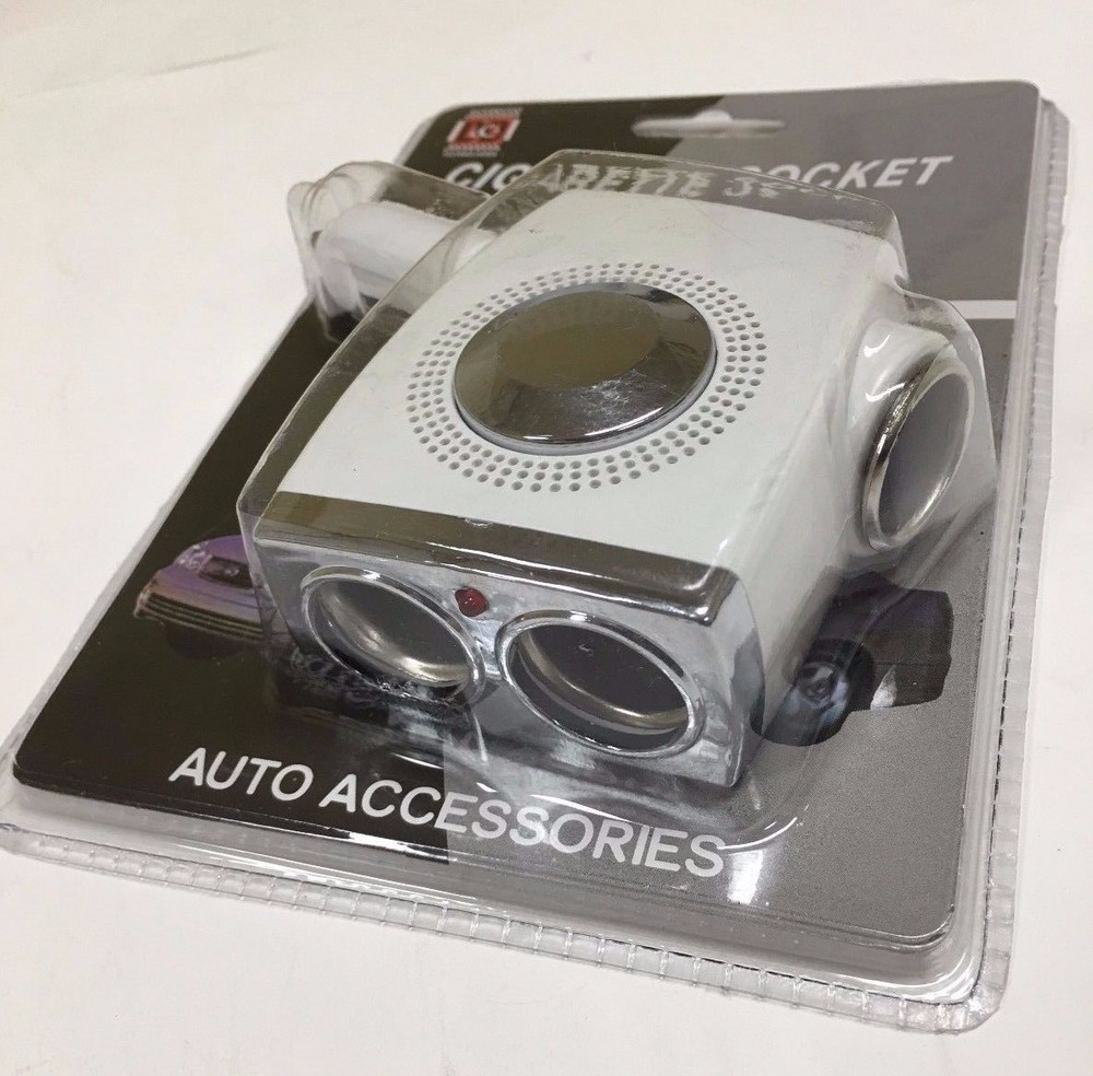 WHITE Y-TYPE 3-WAY LED CAR CIGARETTE LIGHTER SOCKET SPLITTER CHARGE ADAPTER