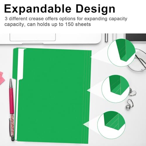 File Folder 150 Pack 1/3 Cut Tab File Folders Letter Size Creen Colored Folde...