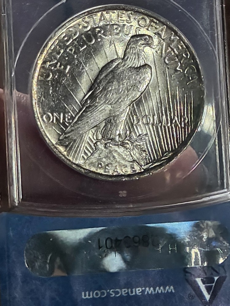 1923 $1 Peace Dollar ANACS MS60 Toned