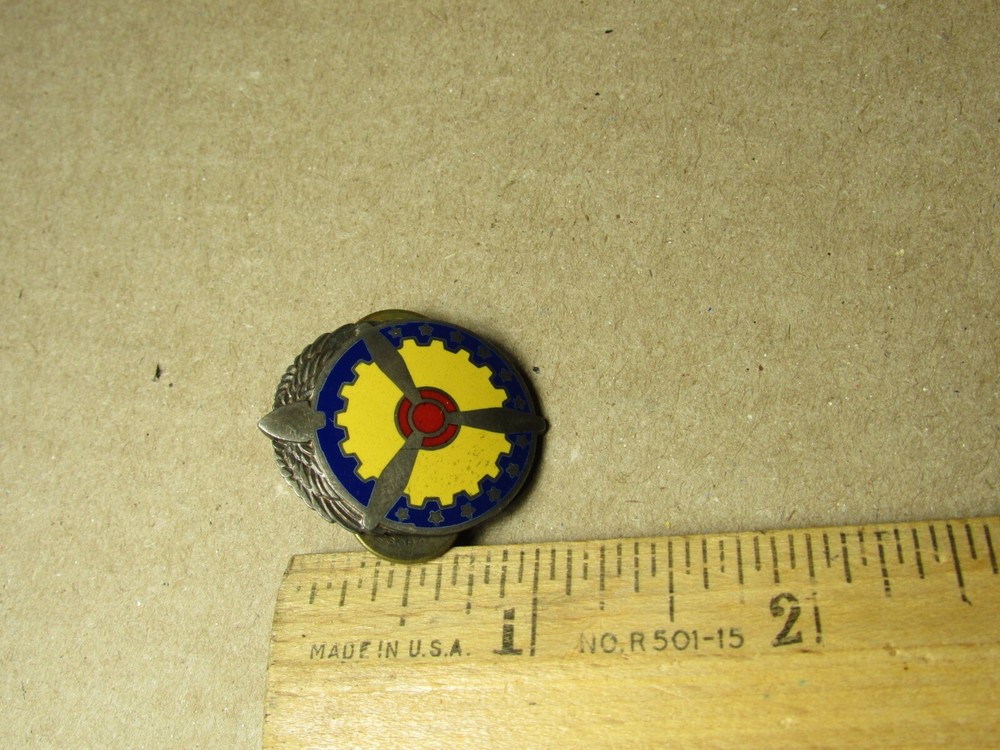 WWII US Army Corps AAC Air Service Command Unit Pin Sterling Silver LeVelle