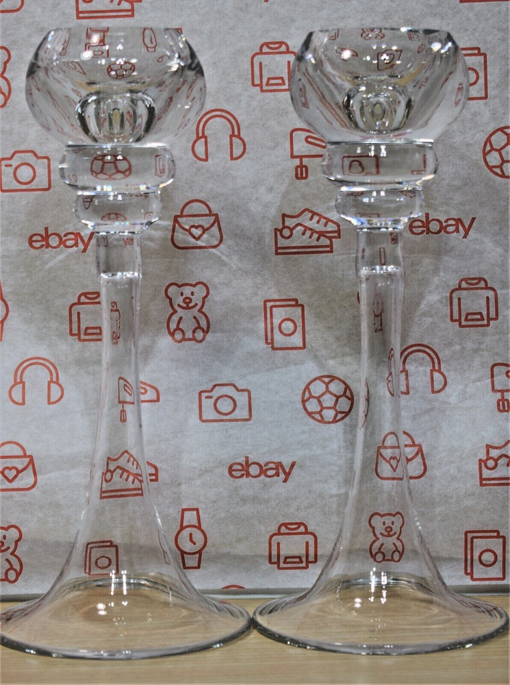 Krosno Poland 8.5" Crystal Candlestick Holders