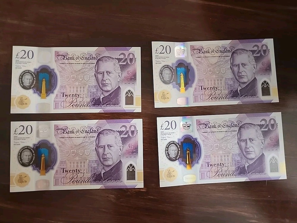 King Charles Uncirculated Sequential 20 Pound Notes