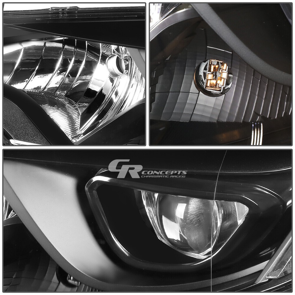 Pair Black Clear LED Projector Headlight Lamps for 2014-2016 Toyota Corolla